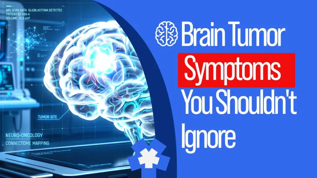 Website banner reading Brain Tumour Symptoms you shouldn't ignore